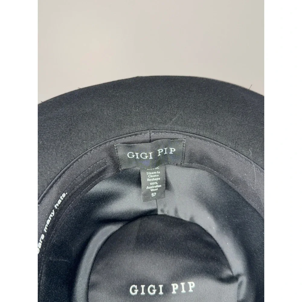 Gigi Pip Black Monroe Rancher Fedora Hat 57cm